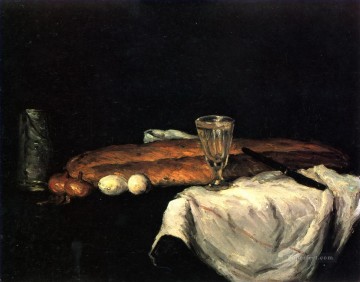 Naturaleza muerta con pan y huevos Paul Cezanne Pinturas al óleo